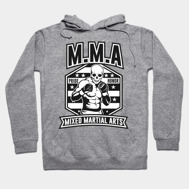 SKULL MMA BLACK AND WHITE Hoodie by beanbeardy